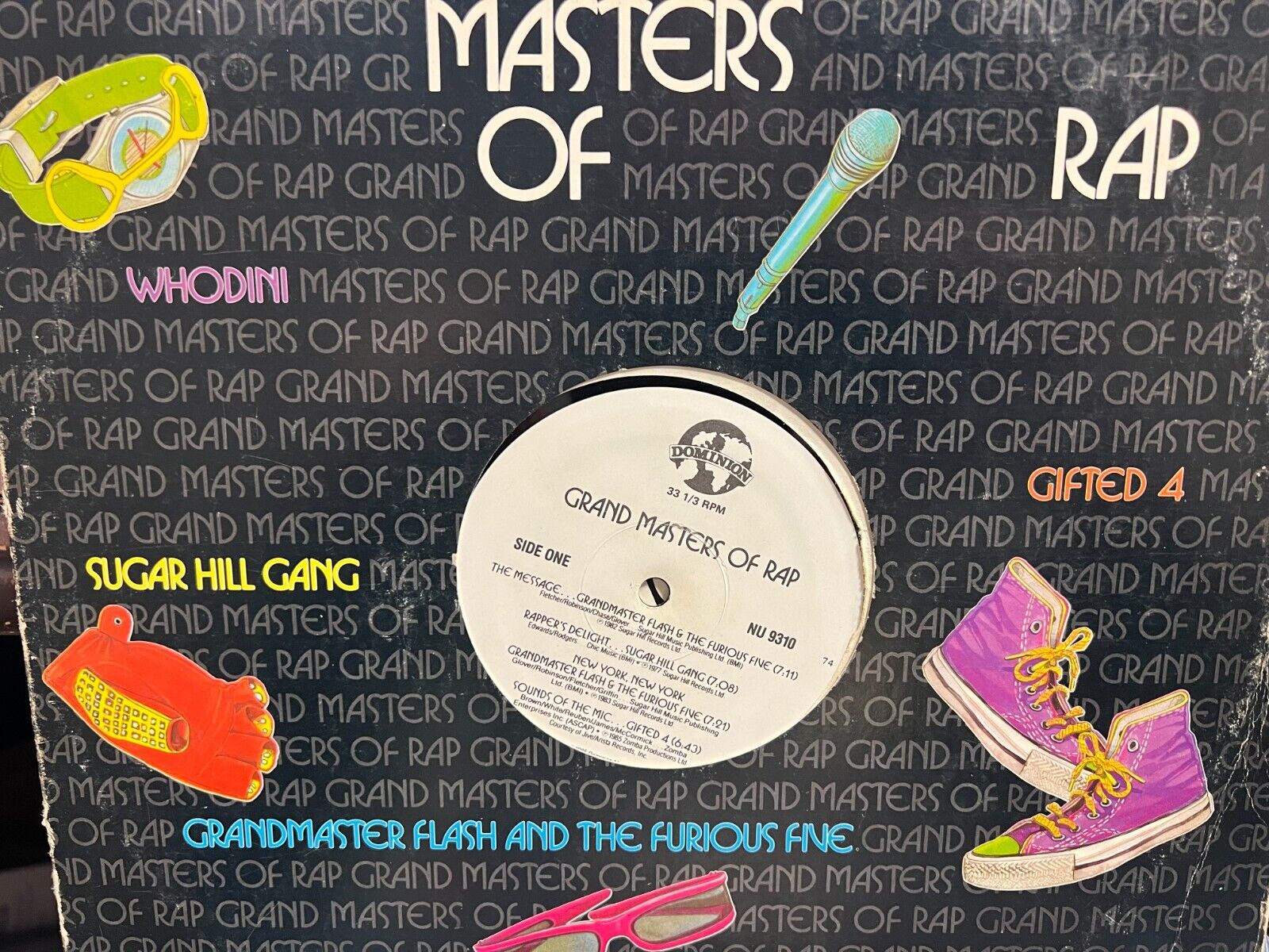 GRAND MASTERS OF RAP LP 1985 DOMINION NU9310 GRANDMASTER FLASH SUGAR HILL  GANG