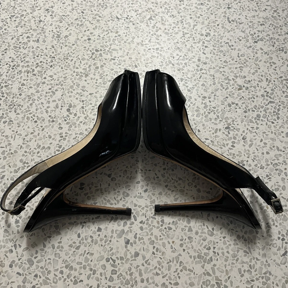 Jimmy Choo патент каблук CLUE насосы заглянуть носок слинга назад кожаная обувь Италии Nova 7 - Изображение 3 из 4