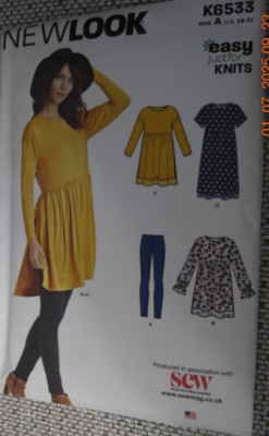 New Look Simplic 6533 Misses EASY Tops Tunics Dress Leggings Sz XS-XL 6-24 Uncut
