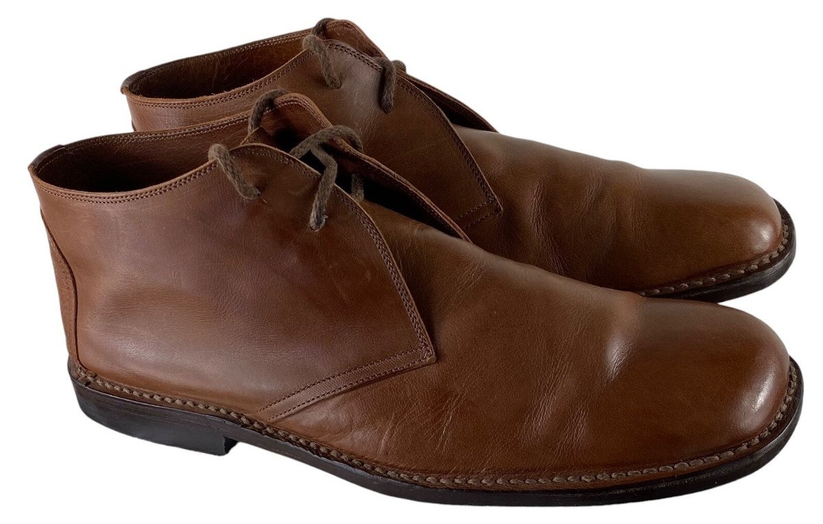 J. Crew Italy Mens Sz 12 Chukka Ankle Boots Leather Brown  display picture 3
