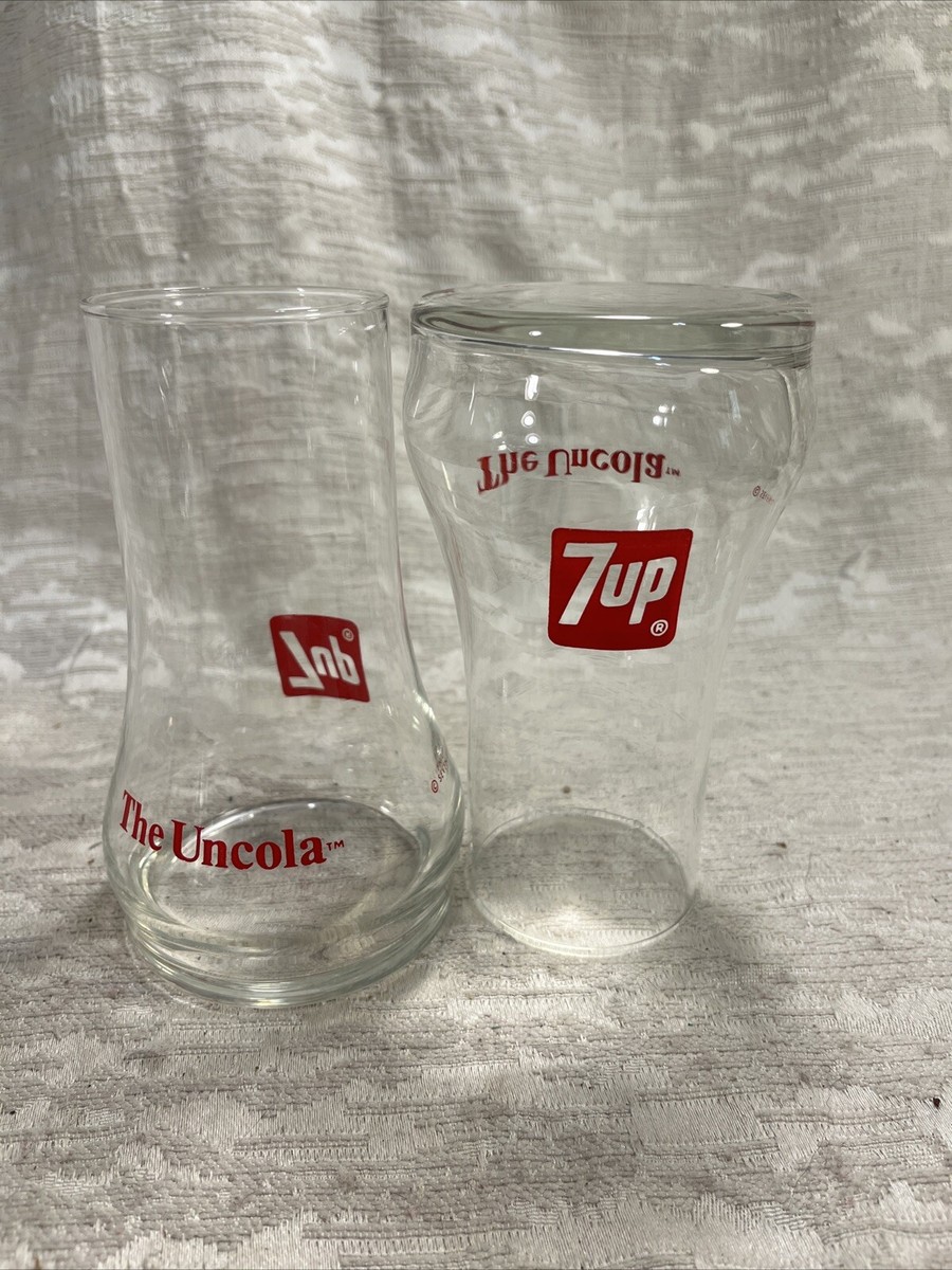 2* 1970's 7UP Glasses Uncola Upside Down Drinking Glass 2 Vintage