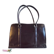 Geoffrey Beene Vintage Brown Leather Briefcase Attaché Case Messenger Bag