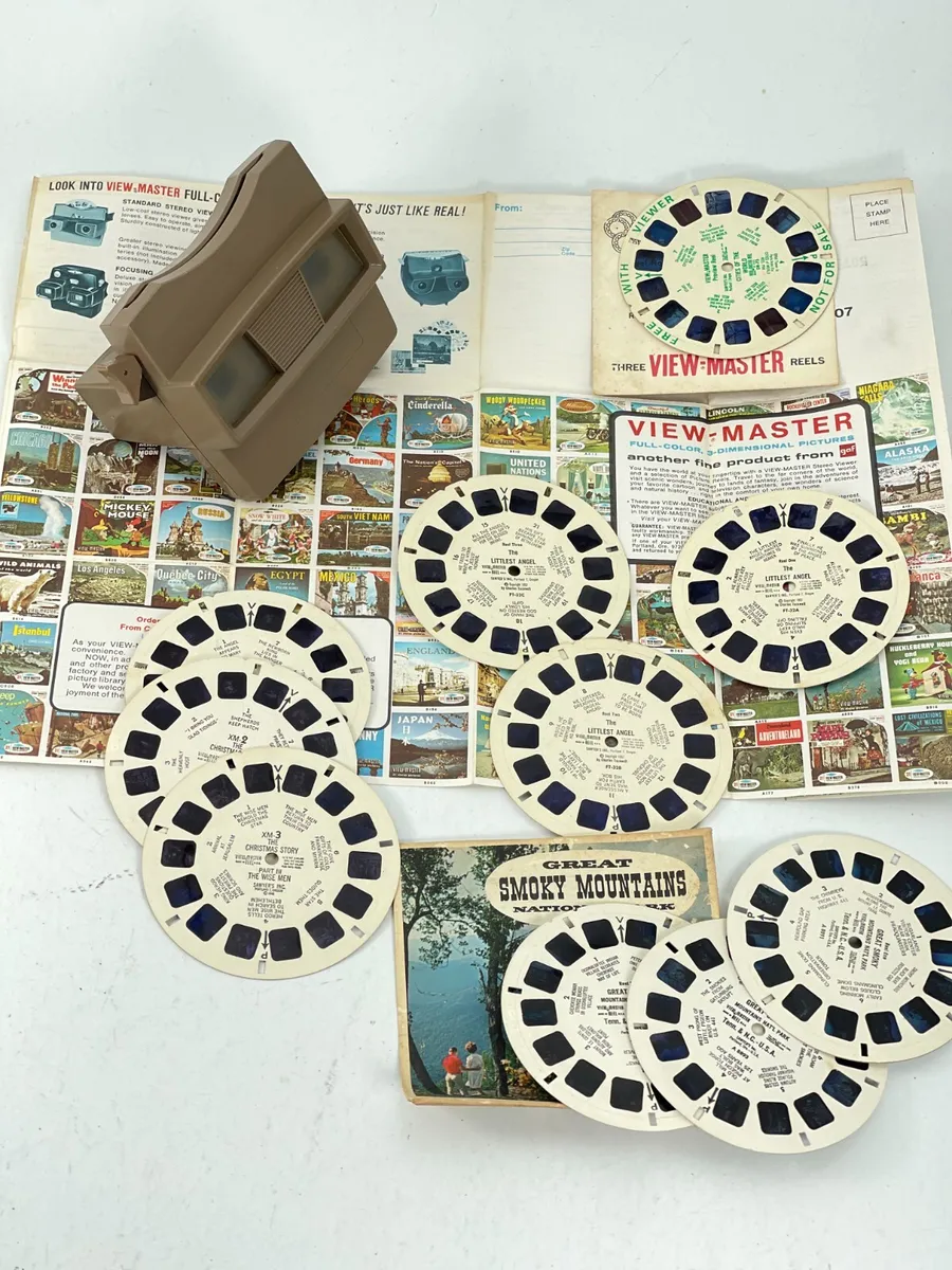 Vintage Sawyers Viewmaster View-Master & 10 Reels Christmas World Cities  Smoky