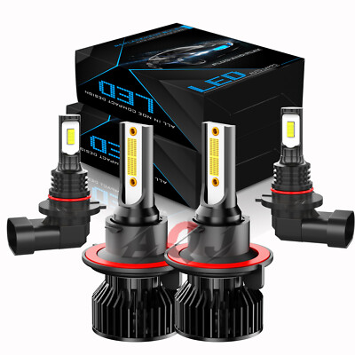 For FORD F-650 F-750 2017-2019 4PC LED Headlight Hi/Lo+Fog Light Bulbs Kit Combo