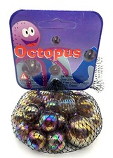 NetBag 25 Octopus DC Glass Mega Marbles Players Shooter 2004-06 Iridized Vacor
