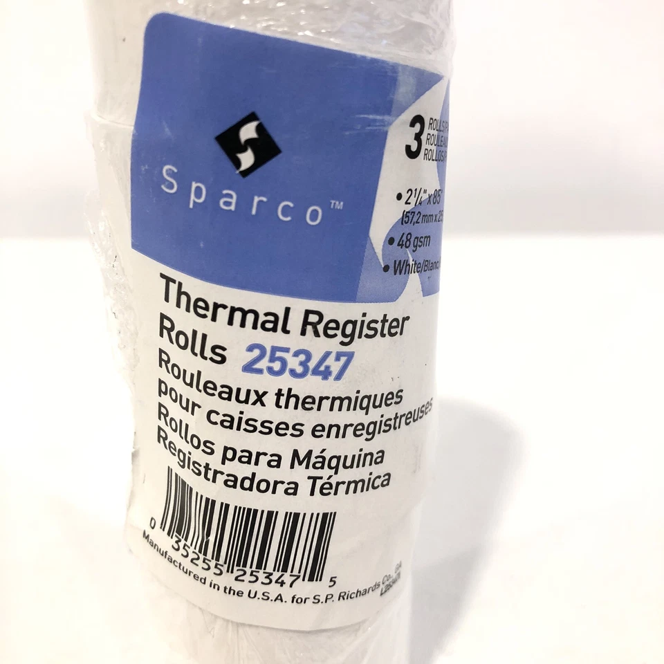 SPARCO ТЕРМОПРИНТЕР РЕГИСТР РУЛОНОВ #25347 белый 2 1/4 «x 85' совершенно новый запечатанный - Изображение 2 из 4