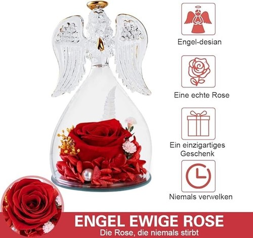 Ewige Rose mit Engel Figur Geschenke Handgefertigte für Mama Frauen Freundin - Bild 5 von 5
