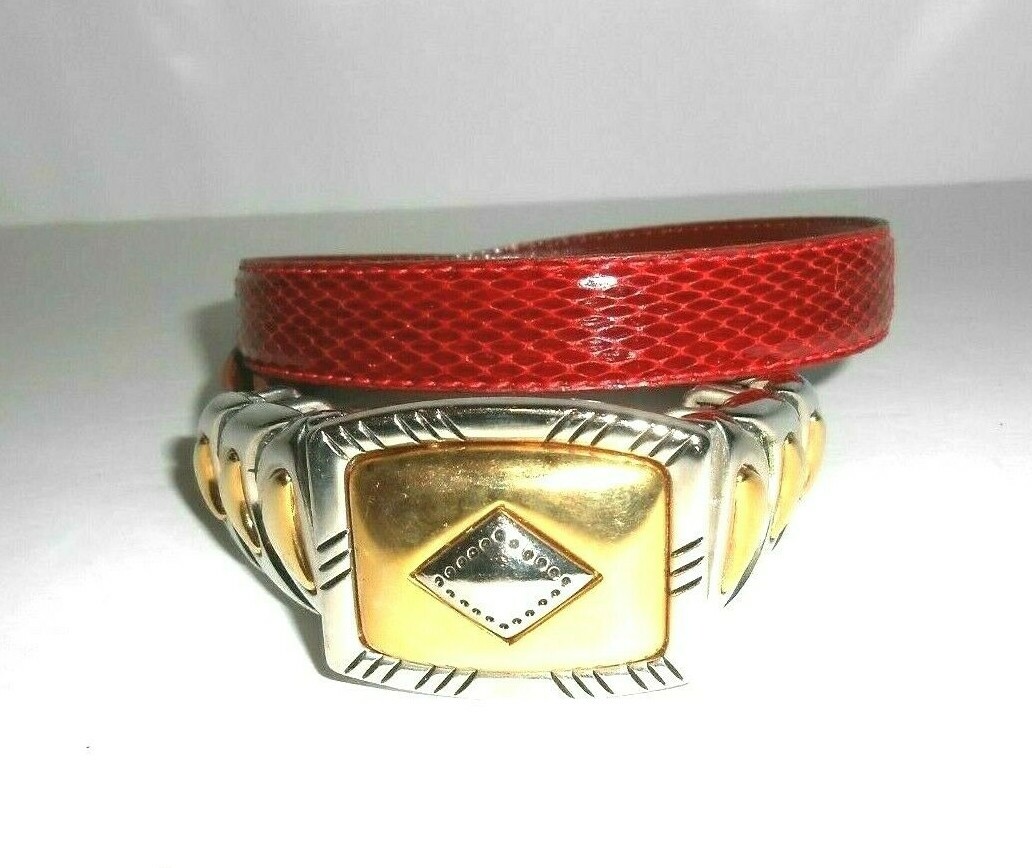 Vtg Emmanuel Concho Red Snakeskin Belt Sz Large 30.5\