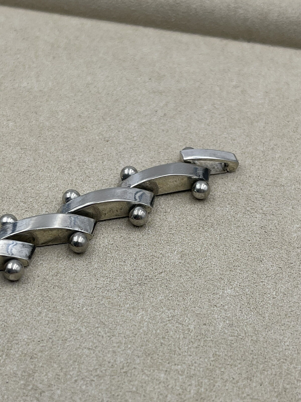 Vintage Solid Sterling Silver Bar  Link Heavy 7" … - image 8