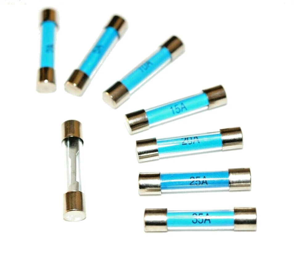 STERLING Quick Blow Glass Fuse 30mm Length 2A 5A 10A 15A 20A 25A 35A 50A Fuses Car Auto