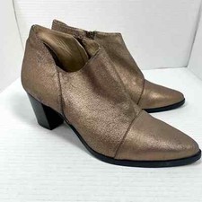 Italeau Bronze Gold Marisa Waterproof Ankle Block Heel Bootie Size 38.5