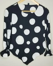 Alfani petite Women's Pola Dot Black And White Blouse-Size PP
