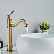 Antique Brass Single Lever Bathroom Kitchen Faucet Swivel Spout Mixer Tap Gnf301