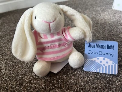 JOJO MAMAN BÉBÉ JoJo Maman Bebe Cream Pink Bunny Rabbit Soft Toy Plush 12cm Tall New