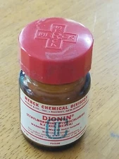 1950s Vintage DIONIN Empty Bottle Dispensing Narcotic Morphine Merck Poison