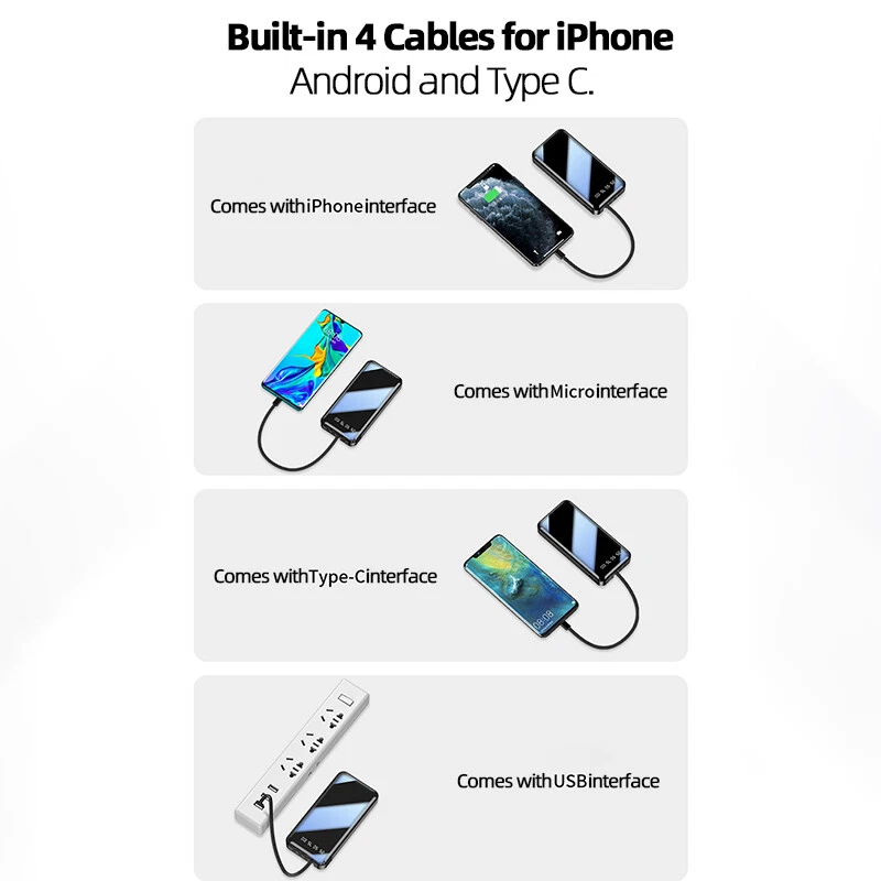 900000mAh Power Bank with 4 USB Ports Type-C LED LCD Display Portable External Battery for Fast Charging 900000mAh Power Bank with 4 USB Ports Type-C LED LCD Display Portable External Battery for Fast Charging