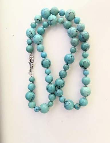 Whitney Kelly WK Sterling Silver & Blue Turquoise Round Bead Necklace 18" 40.3g - Picture 5 of 8