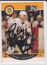 RANDY BURRIDGE BOSTON BRUINS 1990-1991 PROSET #2 AUTOGRAPHED HOCKEY CARD