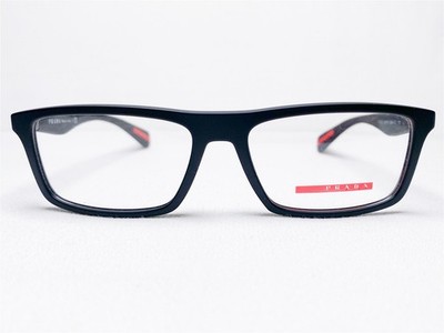 Prada Eyeglasses VPS02F DG0-1O1 Mens Frames Black Rubber Rectangle 54/16~135 NEW