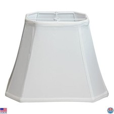 Elegant White Linen Bell Lamp Shade, Rectangular Cut, 8" Top x 14" Bottom x
