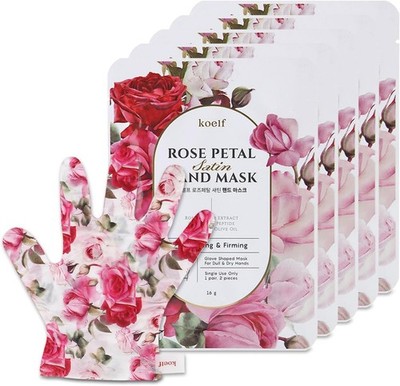 koelf PETITFEE Rose Petal Satin Hand Mask (5pairs) - Intensive Nourishing,