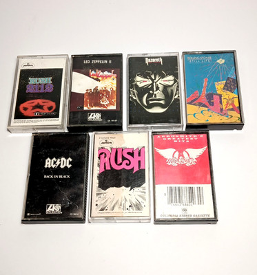 Vintage Rock And Roll Cassette Tape Mixed Lot Of 7- RUSH AC/DC ROLLING STONES