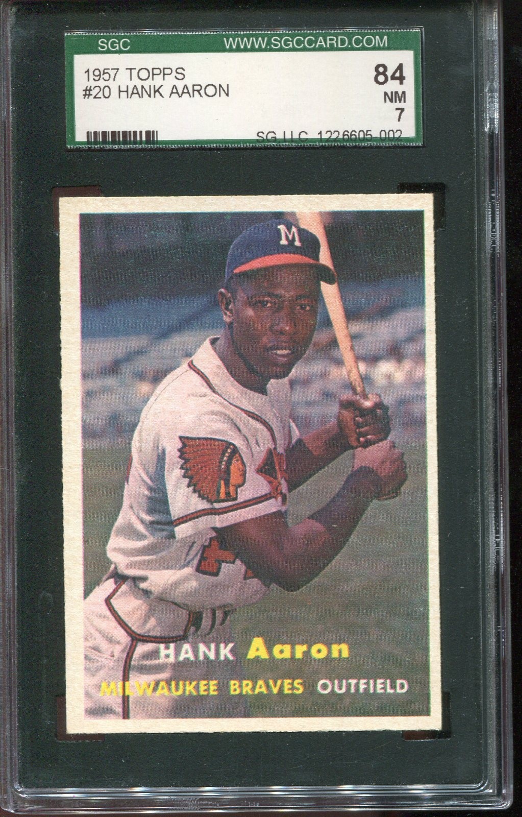 1957  Topps  Baseball   # 20   Hank Aaron   (NM)   Near Mint   SGC 7