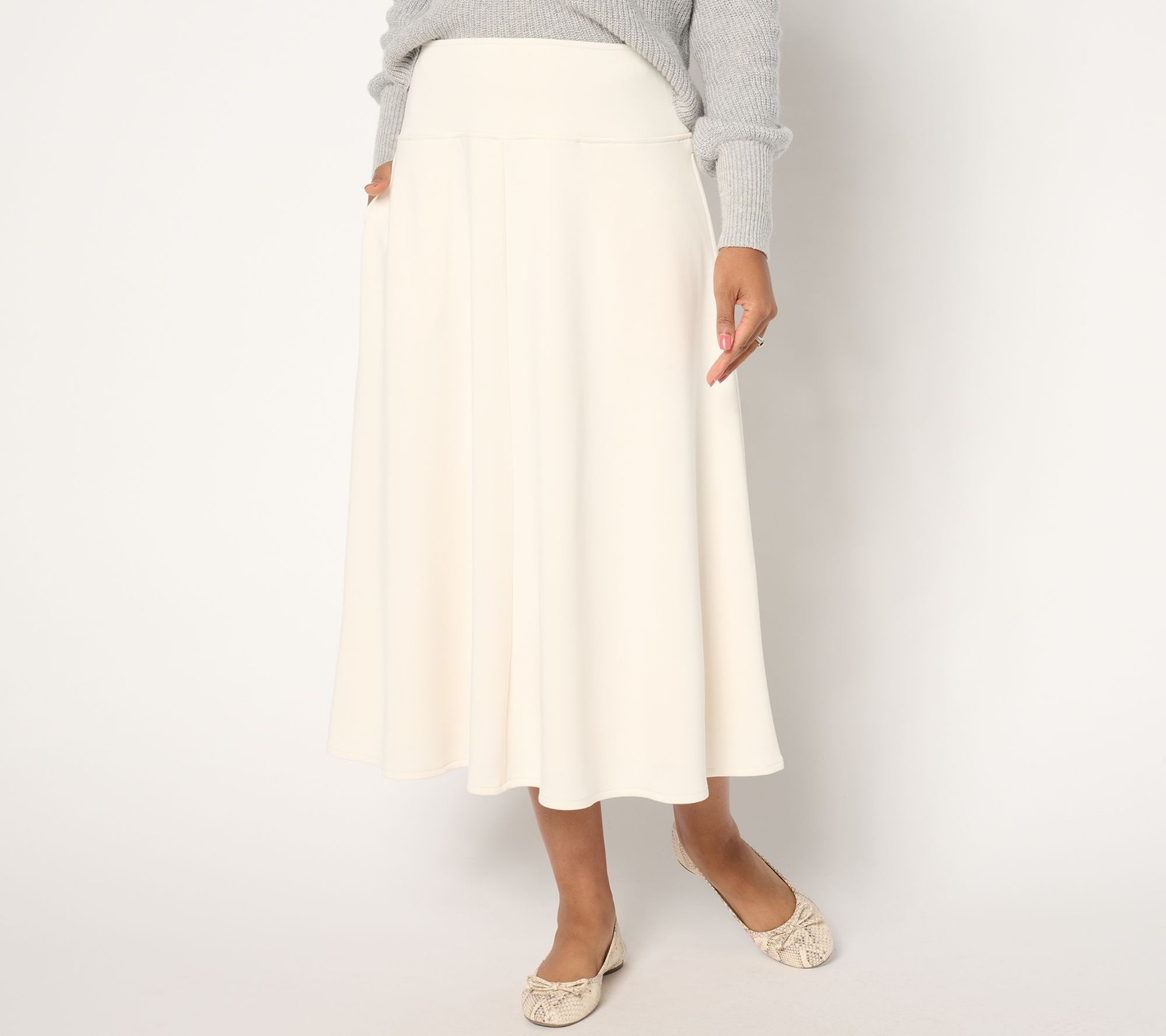 Peace Love World Women's Plus Sz Skirt 2X Pull-On Scuba Knit Sandalwood A670671