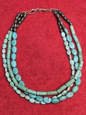 Southwestern Multi-Strand Turquoise Beaded Statement Necklace with Hook Closure