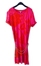 JUICY COUTURE $98 LILY BLOSSOM T SHIRT DRESS w/ CHAIN BELT Mini Tunic Red Pink S