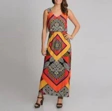 Soho Apparel Patterned Sleeveless Sundress Maxi Dress Size Large
