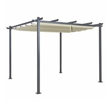 Oseasons Acorn 3m x 3m Square Pergola Gazebo in Creamy White for Garden Patio