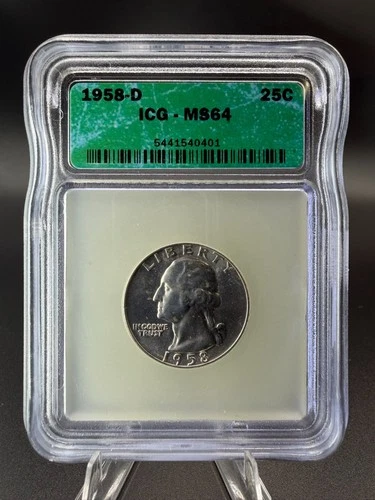 1958-D Washington Quarter 25C Silver ICG MS64