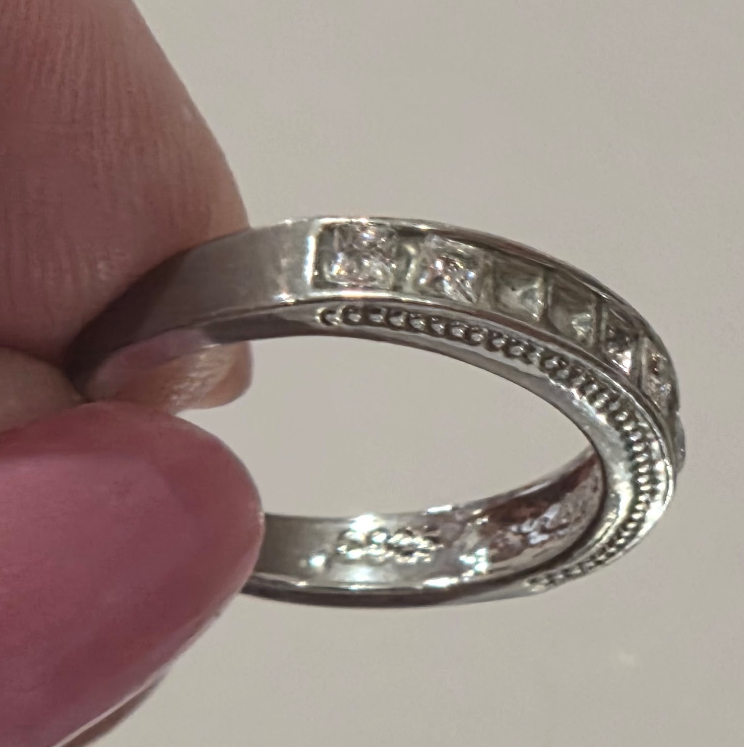 VINTAGE-RETRO Silver Statement Ring Eternity Band… - image 6