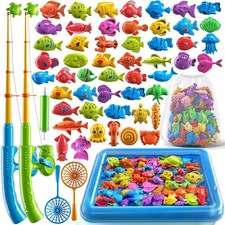 Magnetic Fishing Game Pool Toys Set for Kids 3-5, Water Table Bathtub Toys wi...