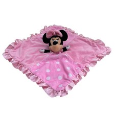 Disney Minnie Mouse Lovey Security Blanket Pink Polka Dot Satin Plush Kids Toy