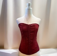 Vtg 90s Y2K Charlotte Russe Beaded Satin Corset Goth Top Bustier Whimsigoth L
