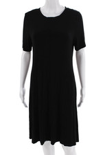 Karen Kane Women's Round Neck Short Sleeves Midi T-Shirt Dress Black Size M