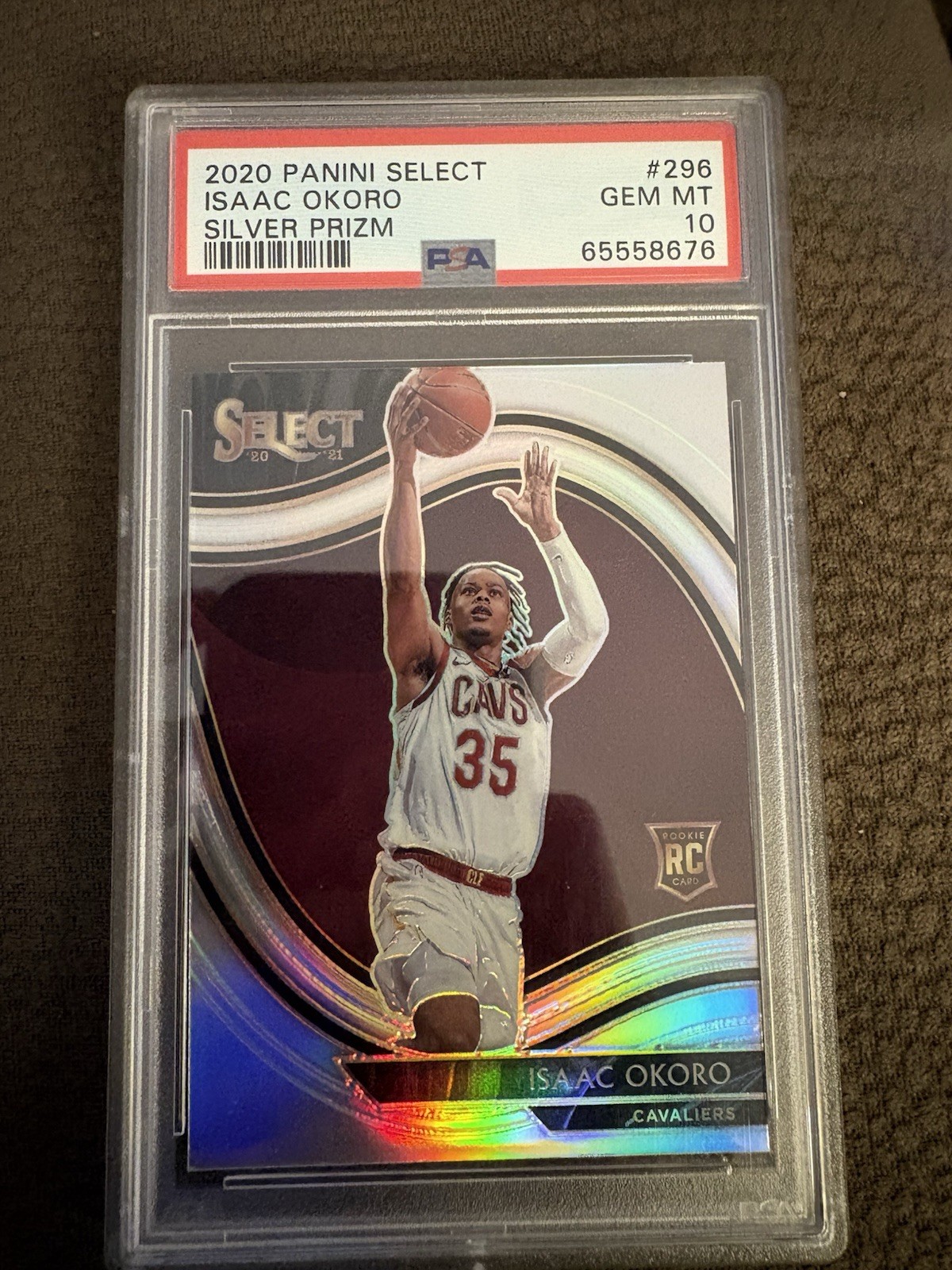 Panini Select 2020 Isaac Okoro RC Silver Prizm Courtside #296 Cavaliers PSA 10