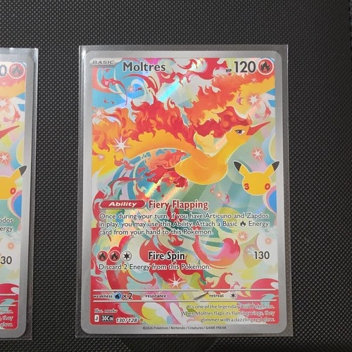 Pokemon Moltres 130/128 IR ME 30th Celebration Illustration Rare Holo NM Card