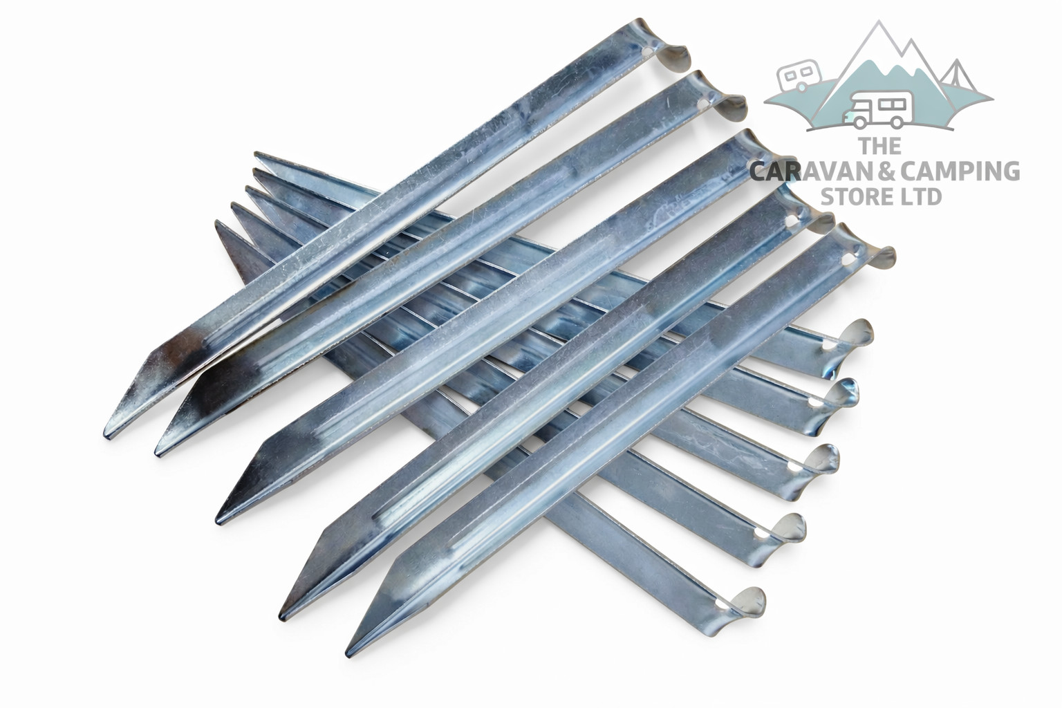 Galvanised Steel V-Shaped Tent Pegs 20 Pack  22cm Camping & Caravan Ground Stake