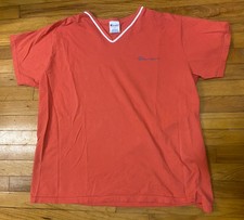 Vintage Champion Red Pink V Neck Short Sleeve Shirt 90s Mens XL Made in USA