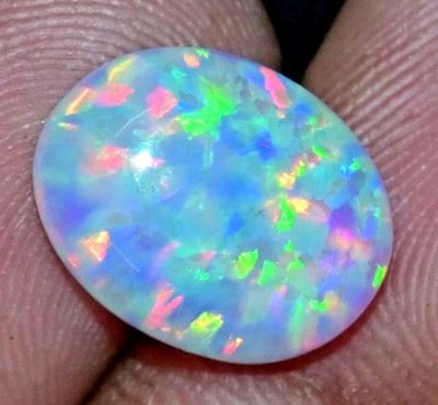 5.35 Ct Untreated Natural Milky white Play of Color Fire Opal Certified Gemstone
