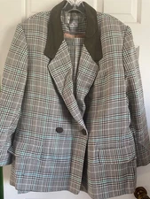 John Meyer Wool Skirt Suit, 18W, Plaid
