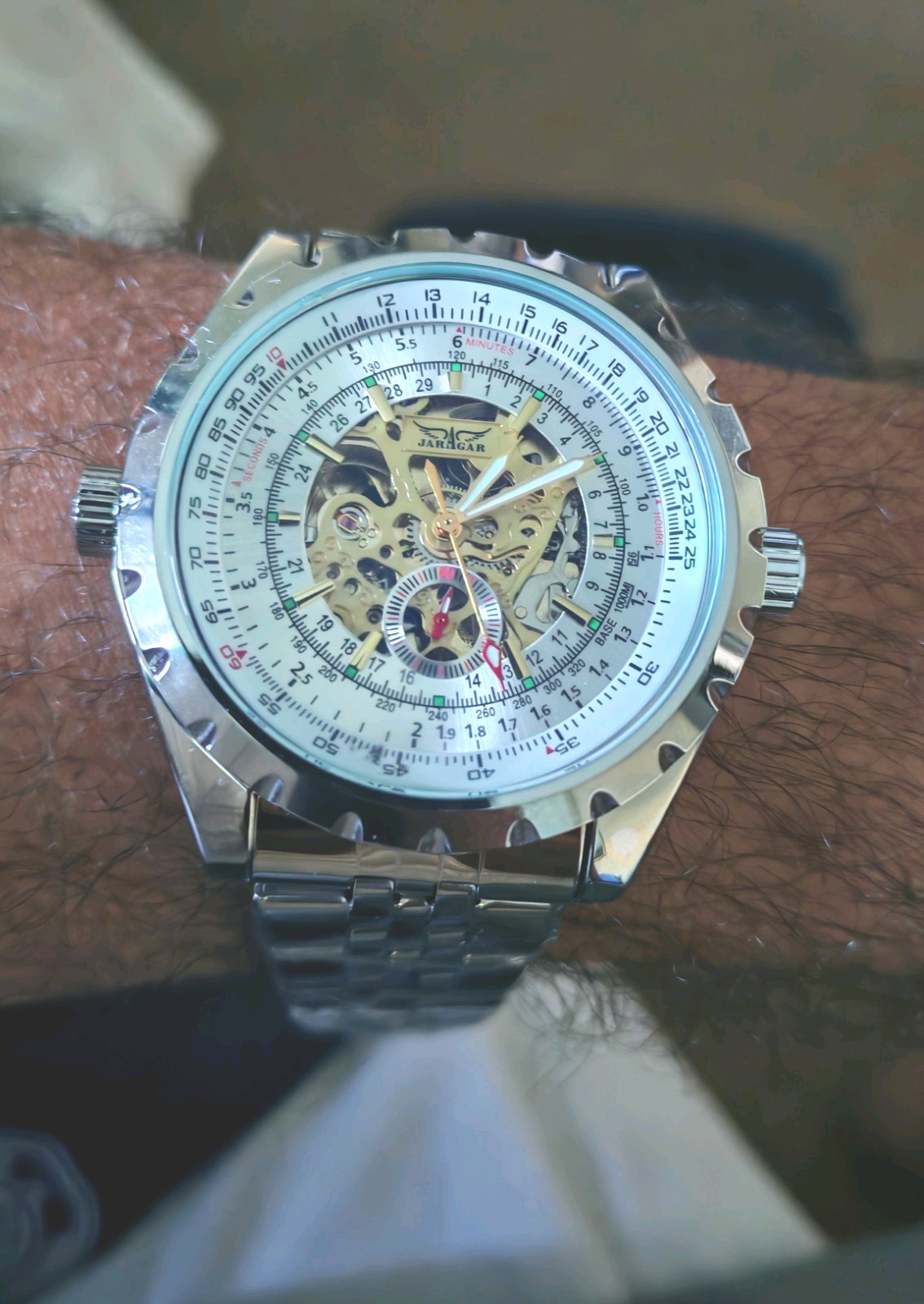 Montre Automatique Squelette JARAGAR Boîtier Acier et Verre Minéral