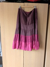 Monsoon Purple Linen Silk Blend Midi Skirt Size 16 Excellent Condition