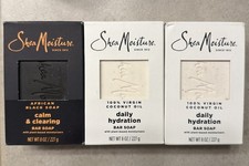 Shea Moisture Daily Hydration, Calm Clearing African Black Soaps 8 oz Lot Of 3