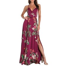 NWT Lulus Still the One Burgundy Floral Print Satin Maxi Dress S *MISSING BELT