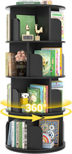 Rotating Bookshelf, Wood Corner Bookshelf, 360 Display Spinning Bookcase Storage