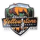 Vintage Yellowstone National Park Porcelain Sign - Bison Geyser Shield Sign